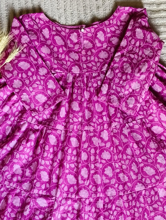 Purple Lotus Floral Kurta with Lining