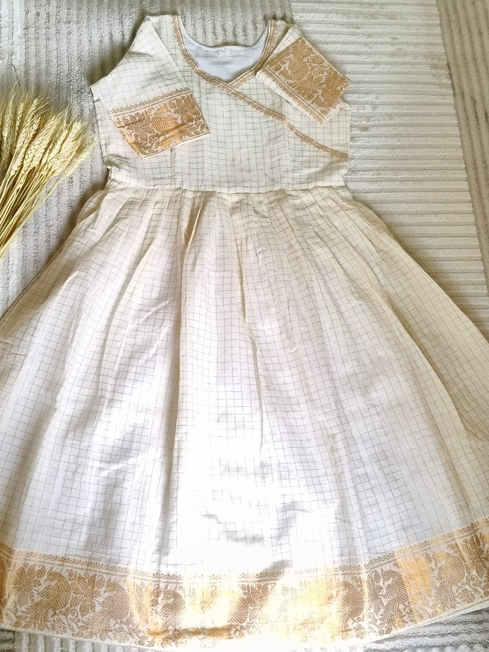 White with Golden border -Tulasi Kattam