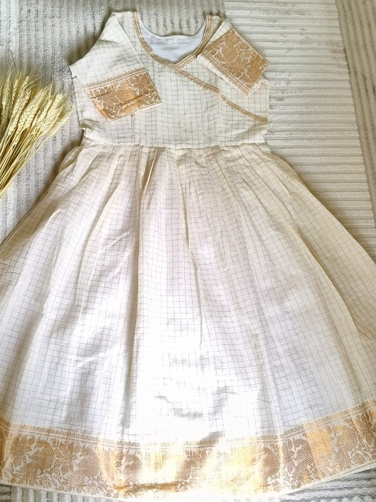 White with Golden border -Tulasi Kattam