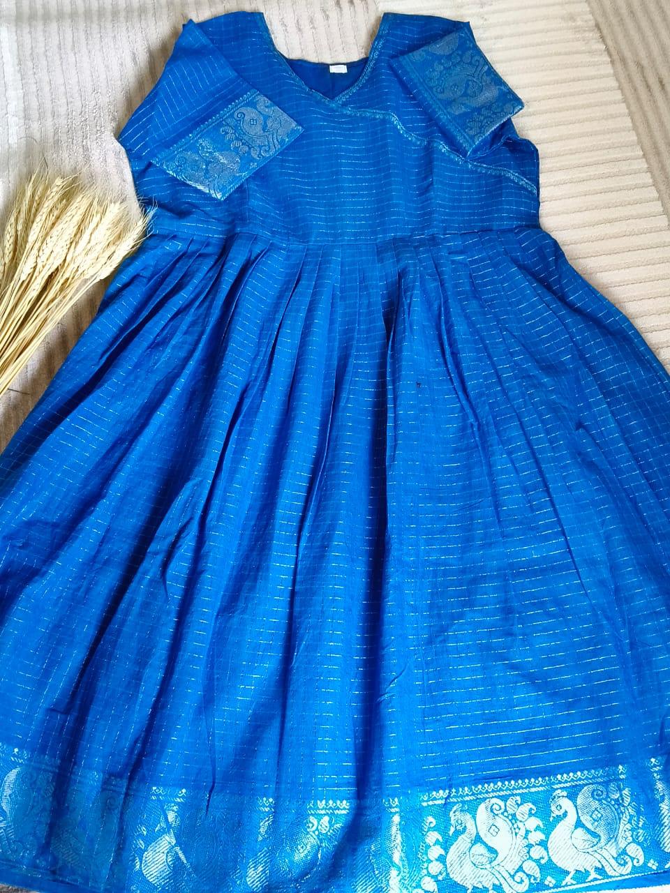 Radiant Royal Blue with Traditional Border -Tulasi kattam