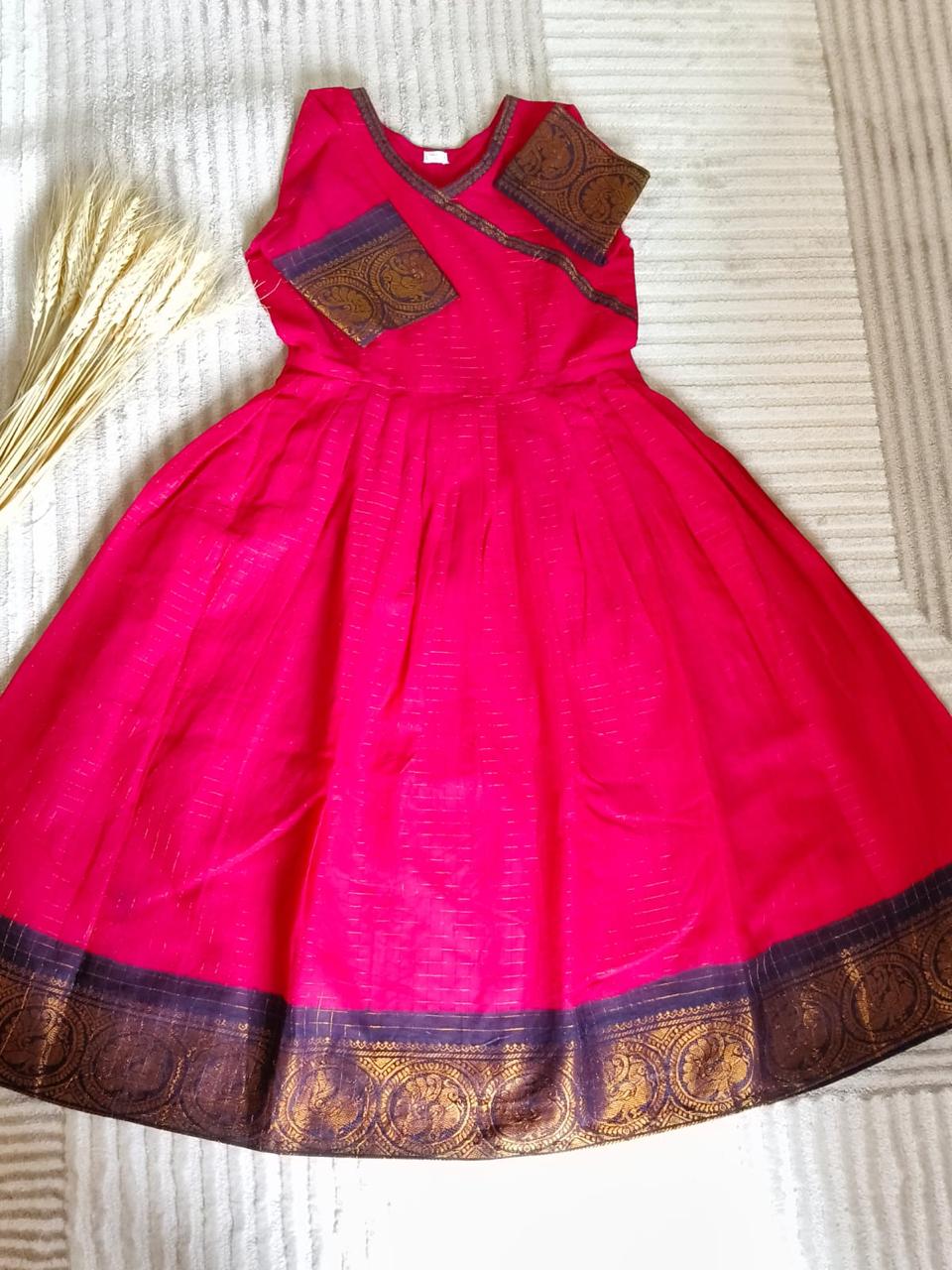 Radiant Red with Black Golden Zari Border