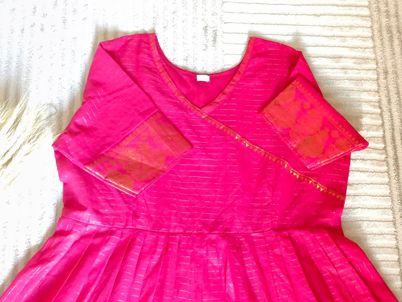 Rani Pink With Golden Zari Border