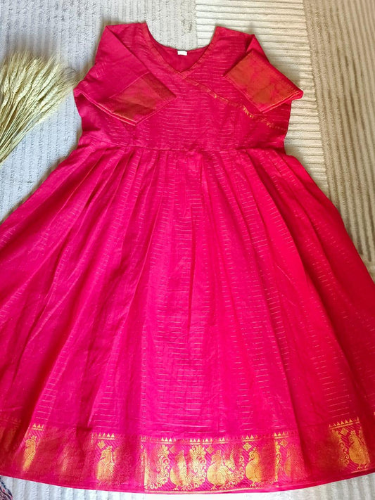 Rani Pink With Golden Zari Border