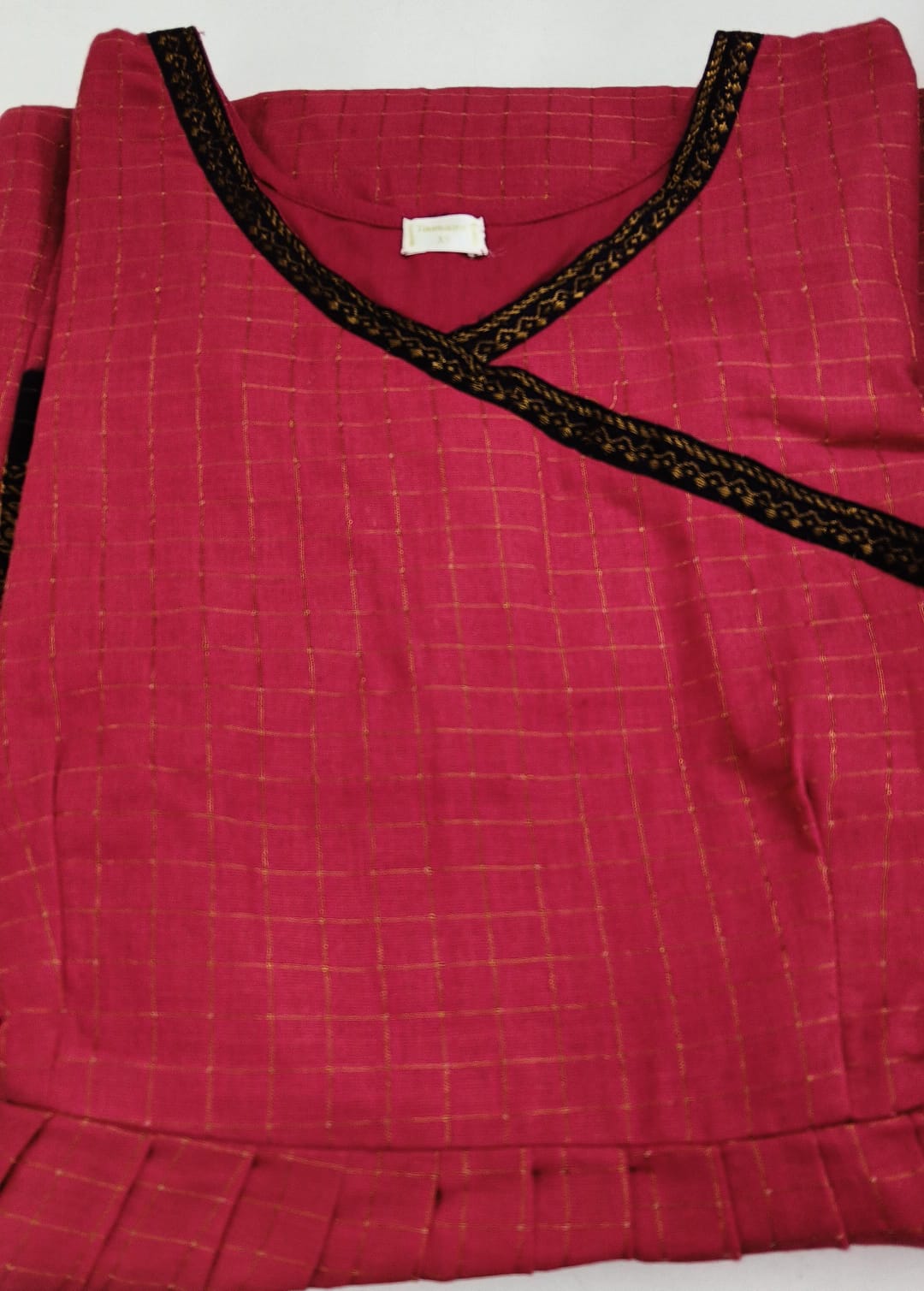 Radiant Red with Black Golden Zari Border