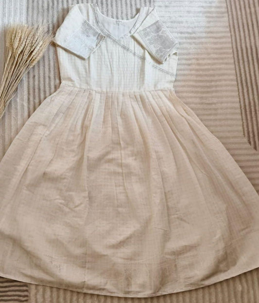 White with Silver Zari Border